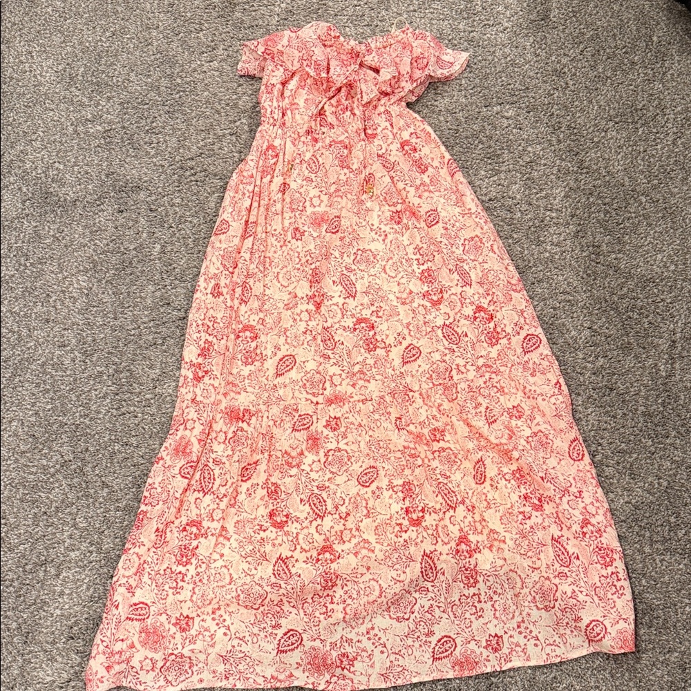 Juicy Couture Red and White Floral Maxi Dress